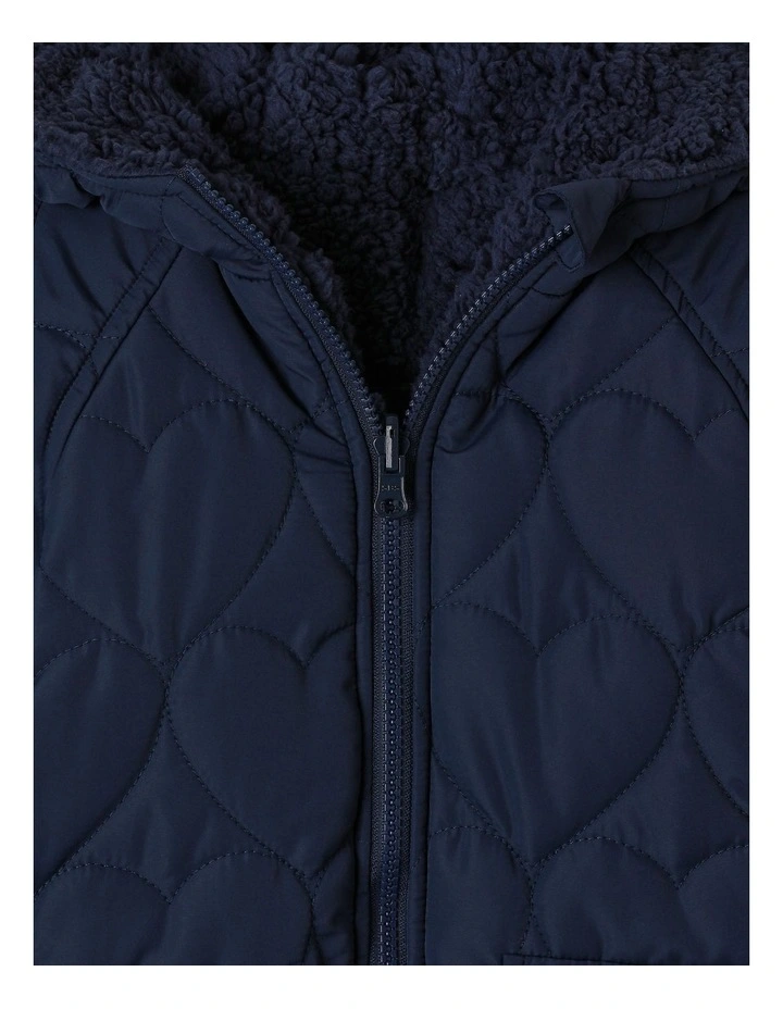 Reversible Quilted Puffer Jacket in Navy