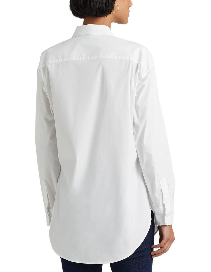 Stretch Cotton Blend Shirt in White