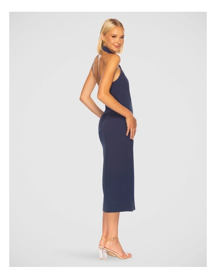 Olivette Halter Midi Dress in Navy