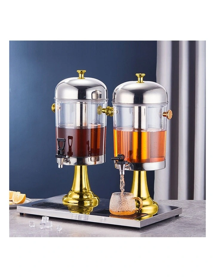 Dual Stainless Steel Dispenser Beverage Drink Container Jug 16L in Silver