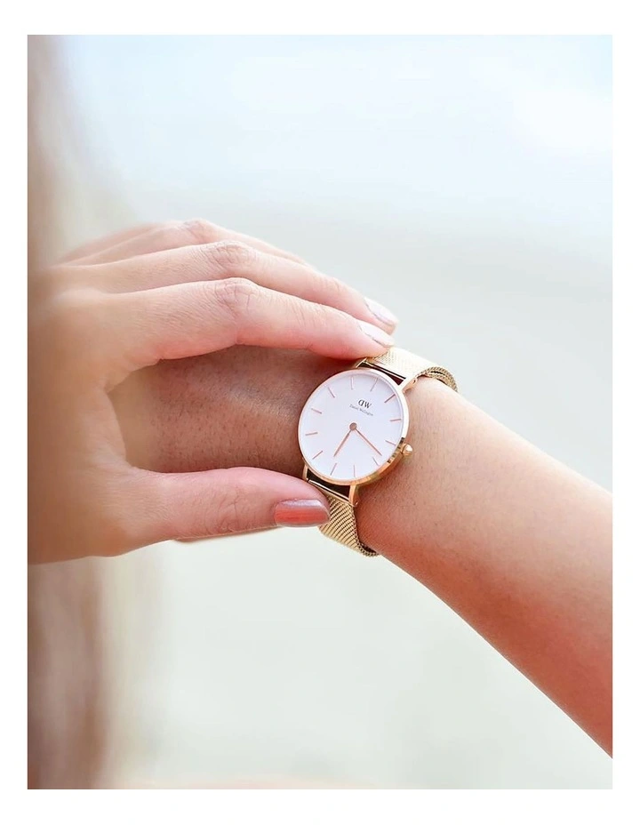 Petite 36 Evergold White Dial Stainless Steel Quartz Watch in Gold
