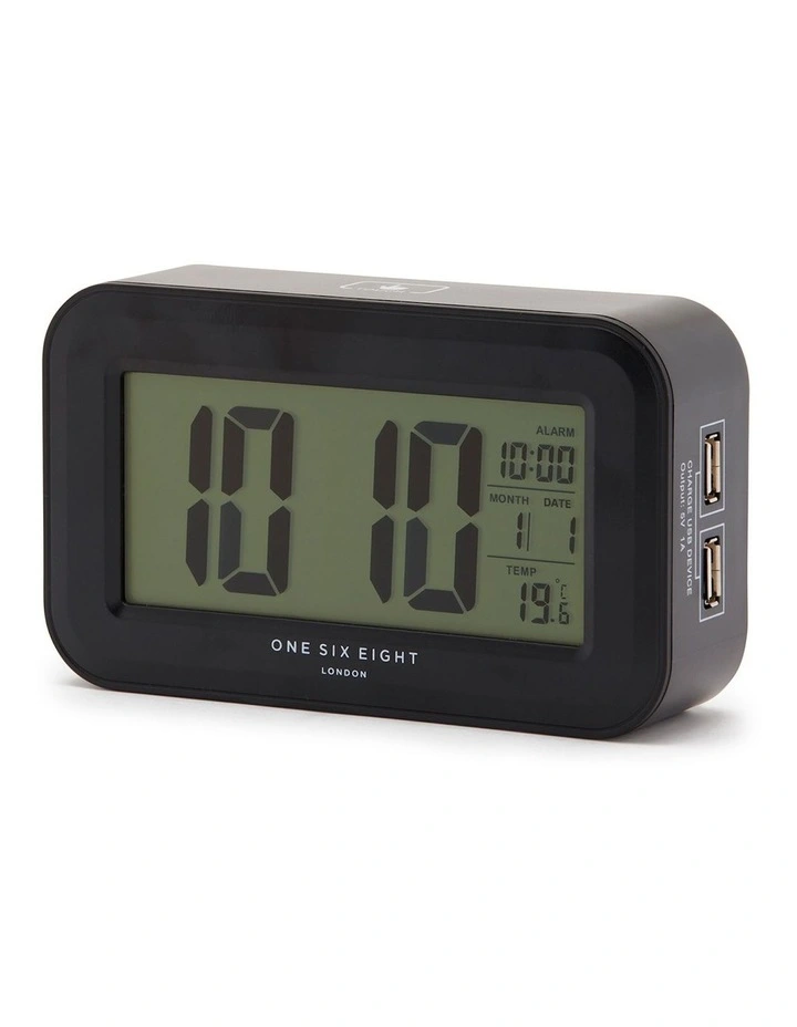 Rielly Black Digital Rectangle Alarm Clock