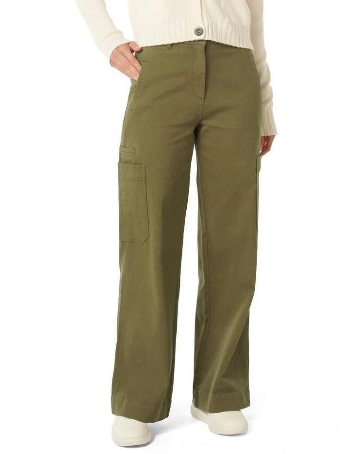 Bobbie Wide Leg Cargo Pants in Khaki