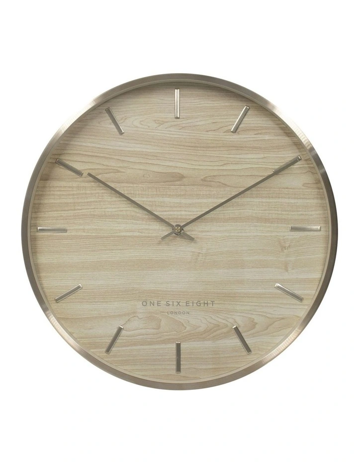Avalon 40cm Wooden Silent Wall Clock in Brown