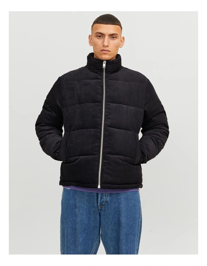 Dalston Corderoy Puffer Jacket in Black