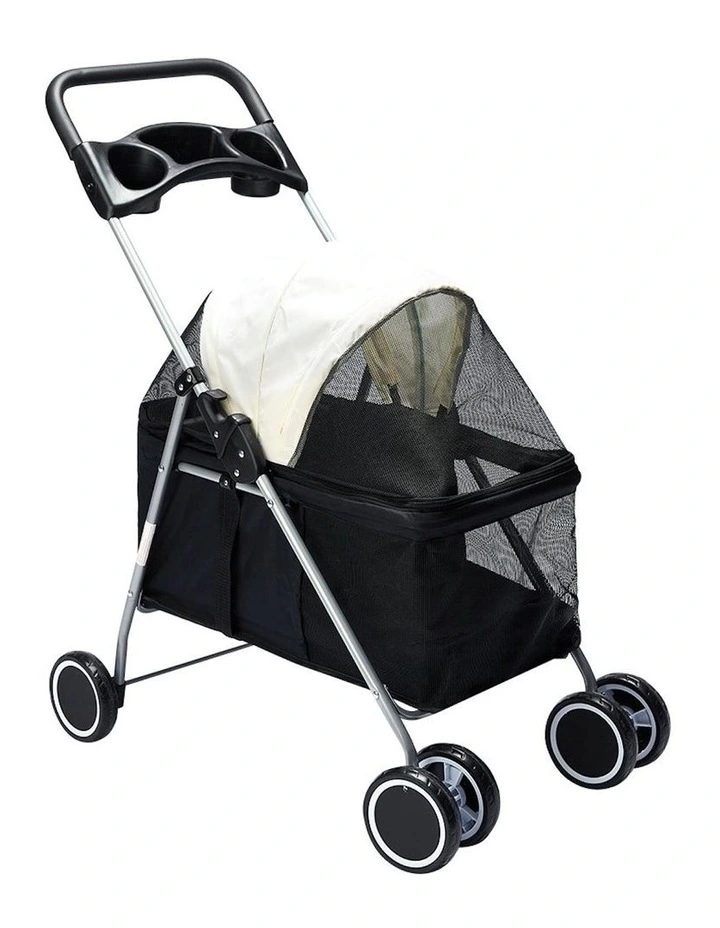 Large Pet Stroller 4 Wheels Pram in White