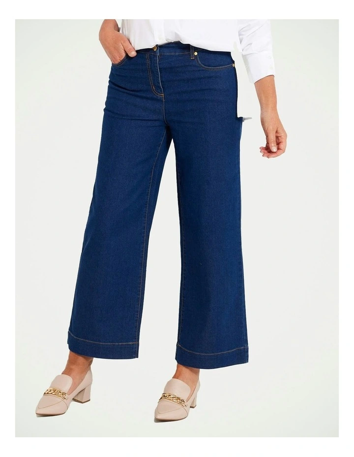 Bec Wide Leg Zip Up Jeans in Indigo