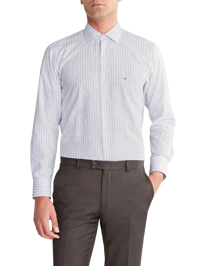 Slim Check Long Sleeve Shirt in Blue
