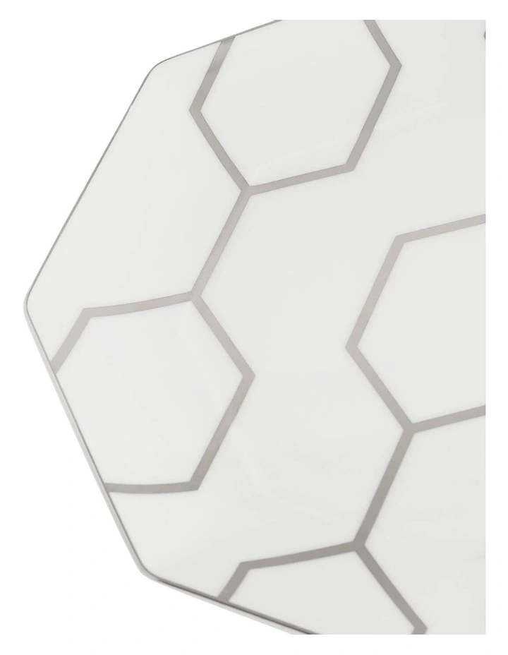 Gio Platinum Octagonal Plate 23cm in White