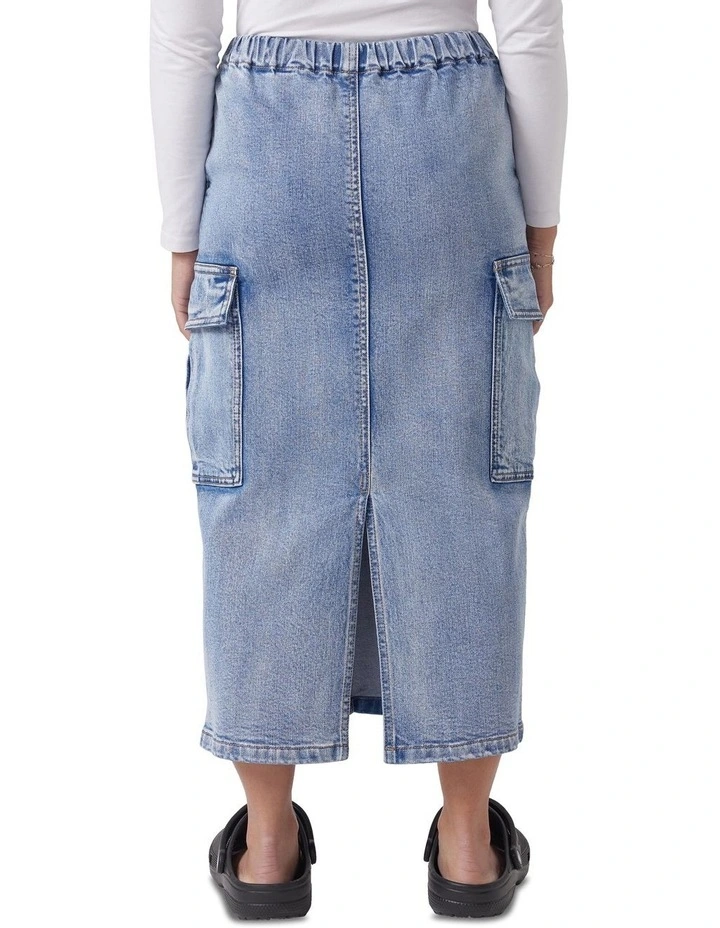 Denim Cargo Skirt in Blue