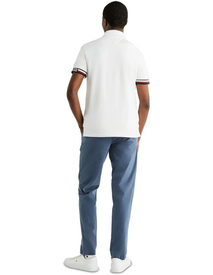 Monotype Flag Cuff Slim Fit Polo in White