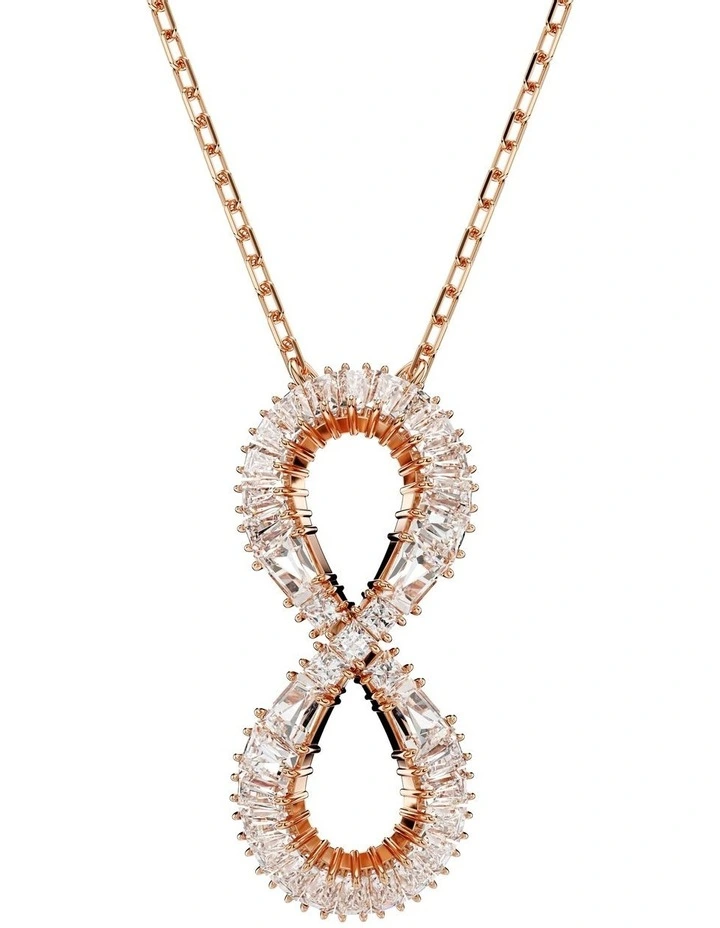 Hyperbola Infinity Rose Gold Tone Plated Pendant in White