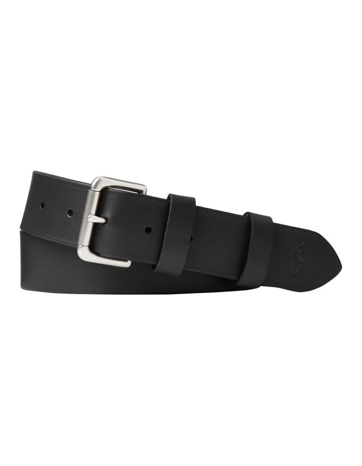 Leather Roller-Buckle Belt in Black