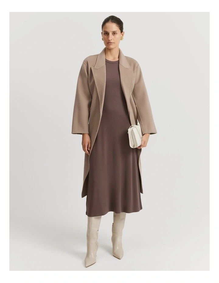 Rib T-shirt Dress in Truffle