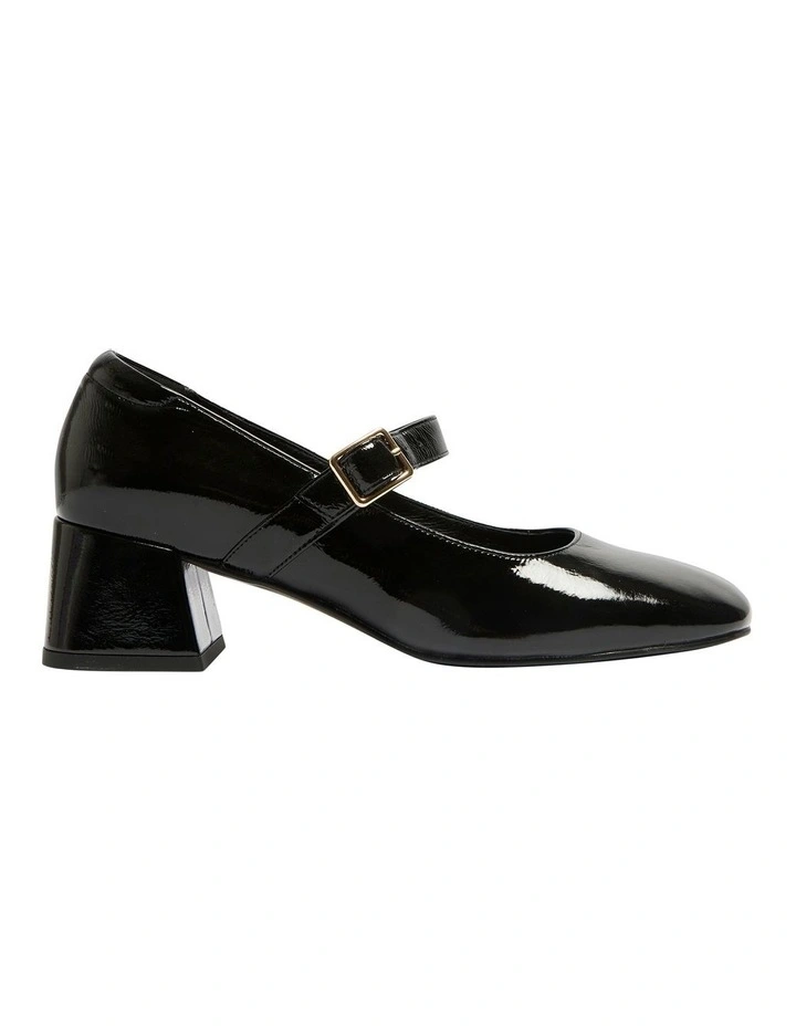 Lottie Leather Heeled Shoes in Black Patent