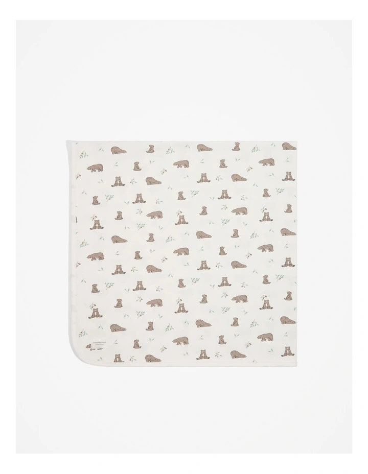 Organically Grown Cotton Bear Blanket in Marshmallow