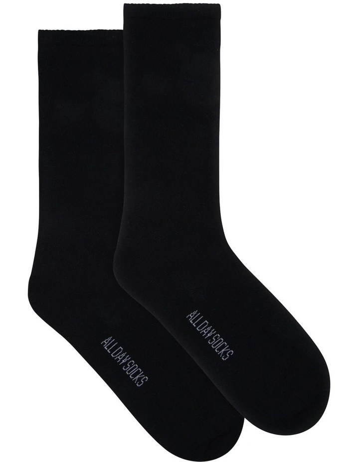 Fine Cotton Cushion Foot Socks 2 Pack in Black