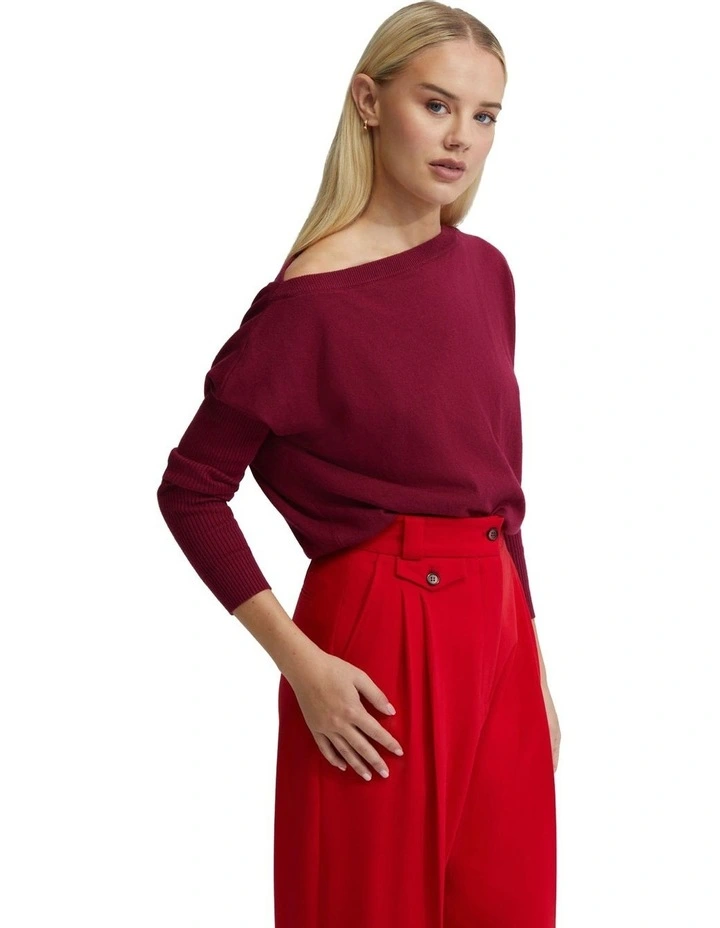Sandy Boatneck Knit Top in Plum