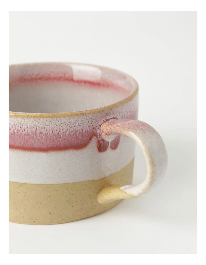 Esperance Wiped Edge Soup Mug in White/Sand