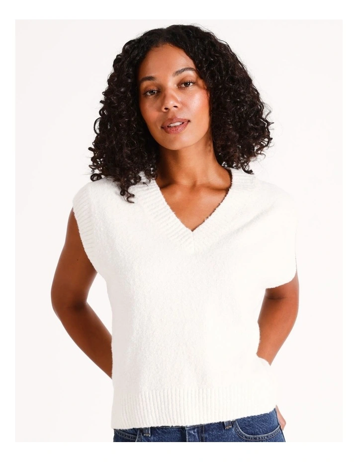 Boucle Knit Vest in Stone