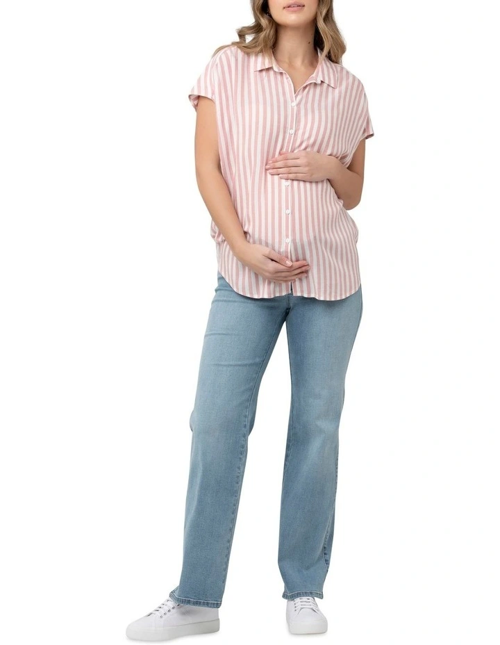 Ada Relaxed Shirt in Terracotta/White