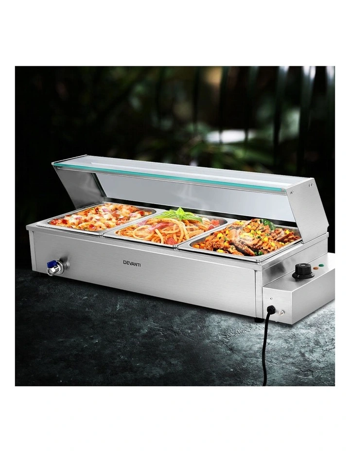 Commercial Food Warmer Bain Marie With 3 Electric Buffet Pans