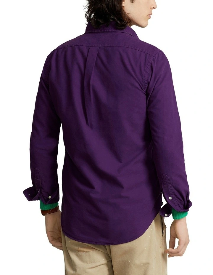 Classic Fit Garment-Dyed Oxford Shirt in Purple