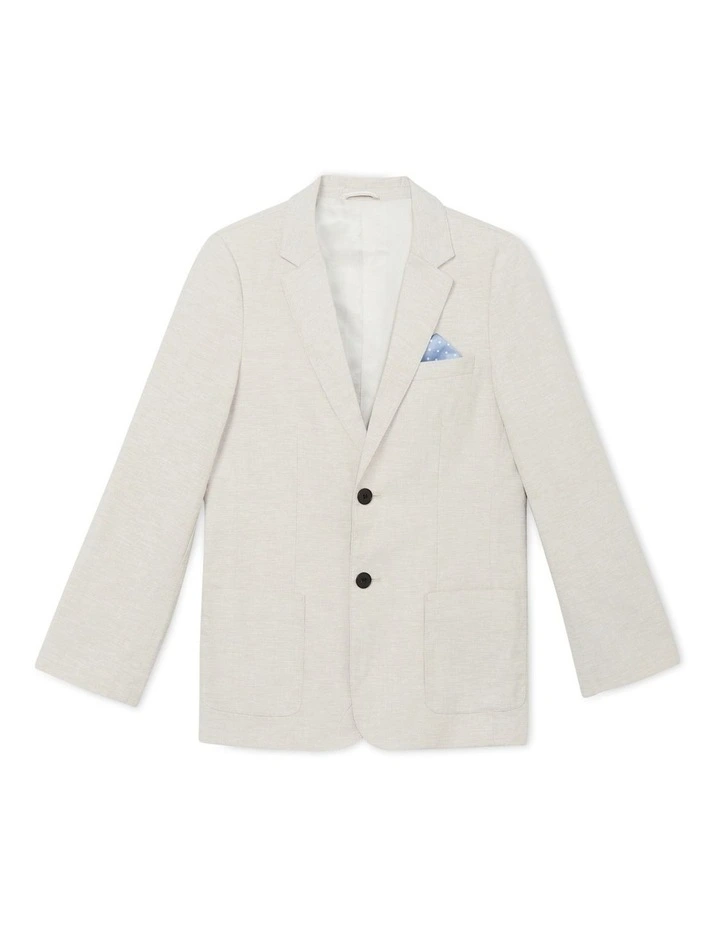 Junior Fit Linen Blend Jacket in Ecru
