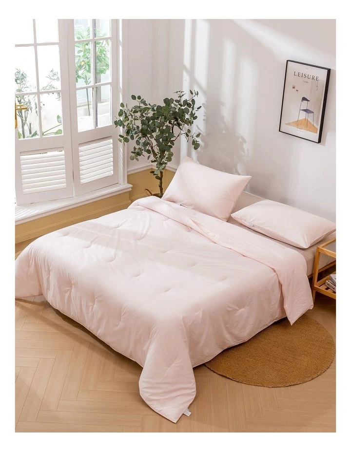 225TC Cotton Washed Comforter Set in Pink