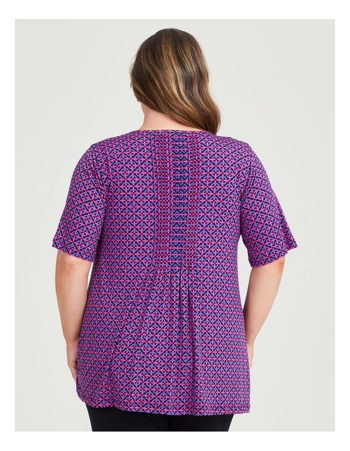 Multi Geo Pintuck Top in Print