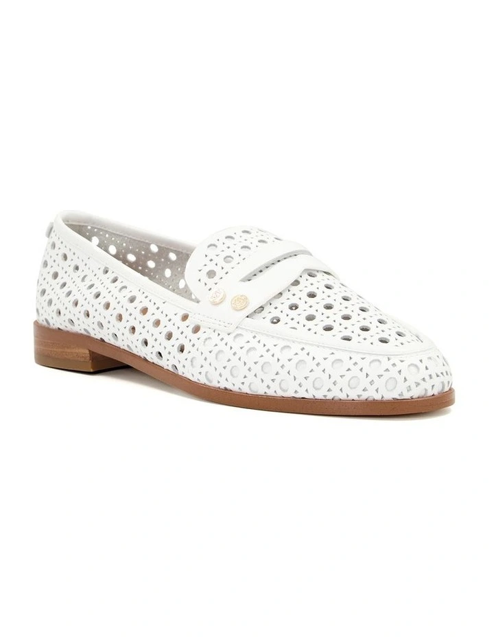 Glimmered Penny Loafer in White