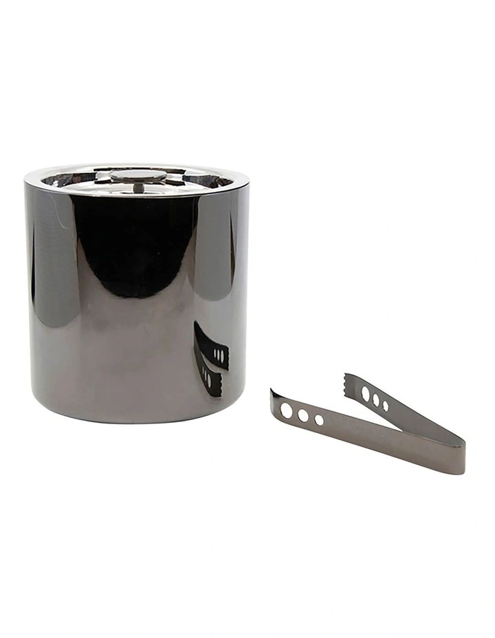 Kennedy Ice Bucket and Tong Set Black