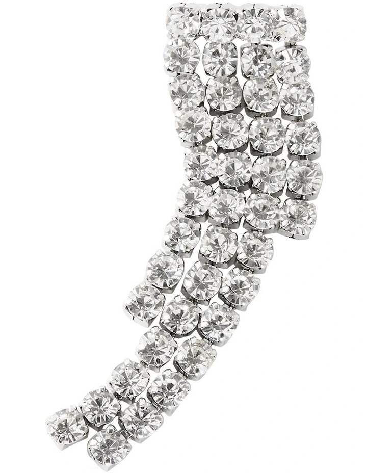 Crystal Fringe Brooch in Silver