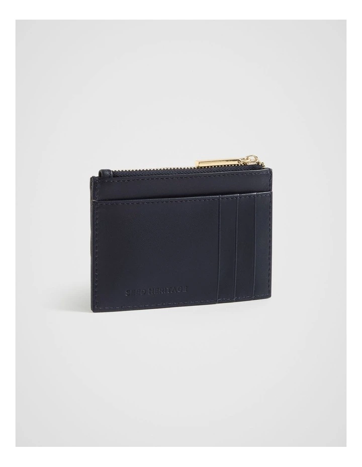 Leather Woven Card Holder in Midnight Sky