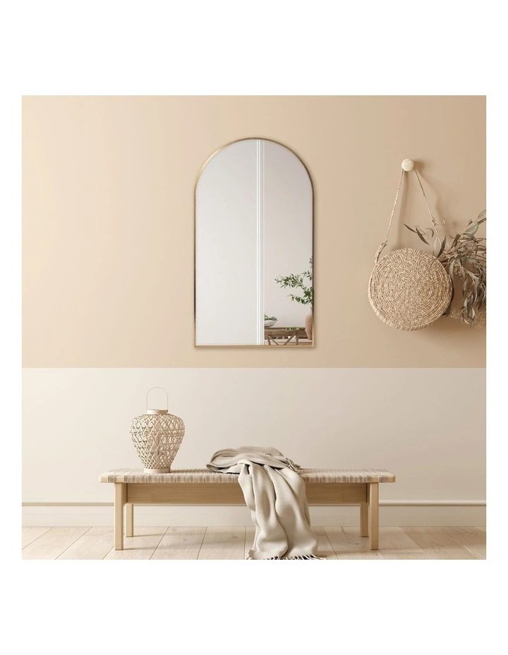 Naomi Arched Wall Mirror 80cm in Gold