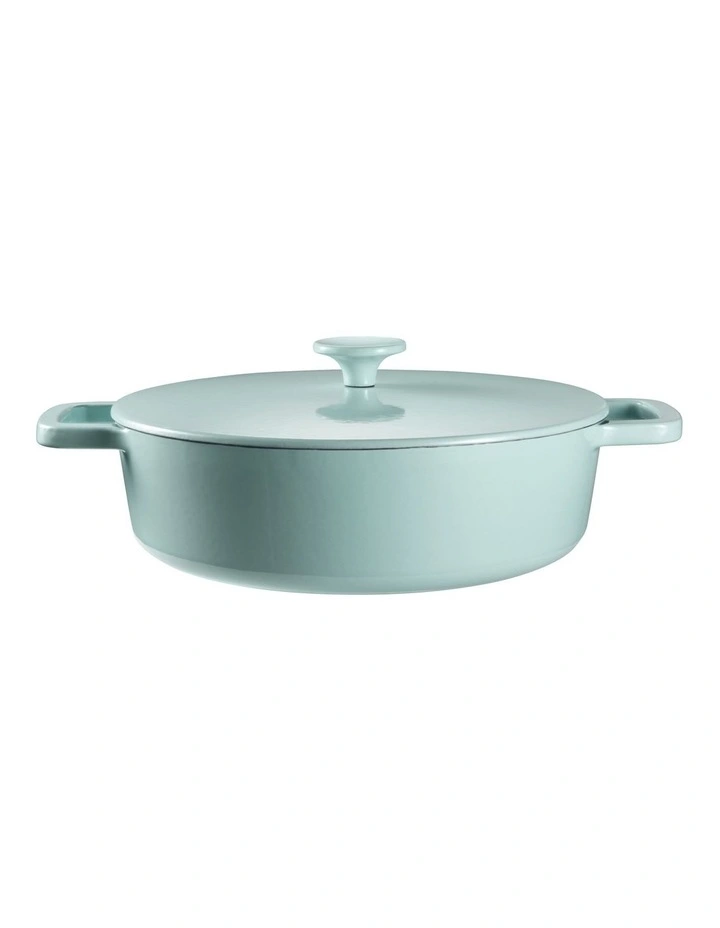 ID Pastel Cast Iron Low Casserole with Lid 28cm in Mint