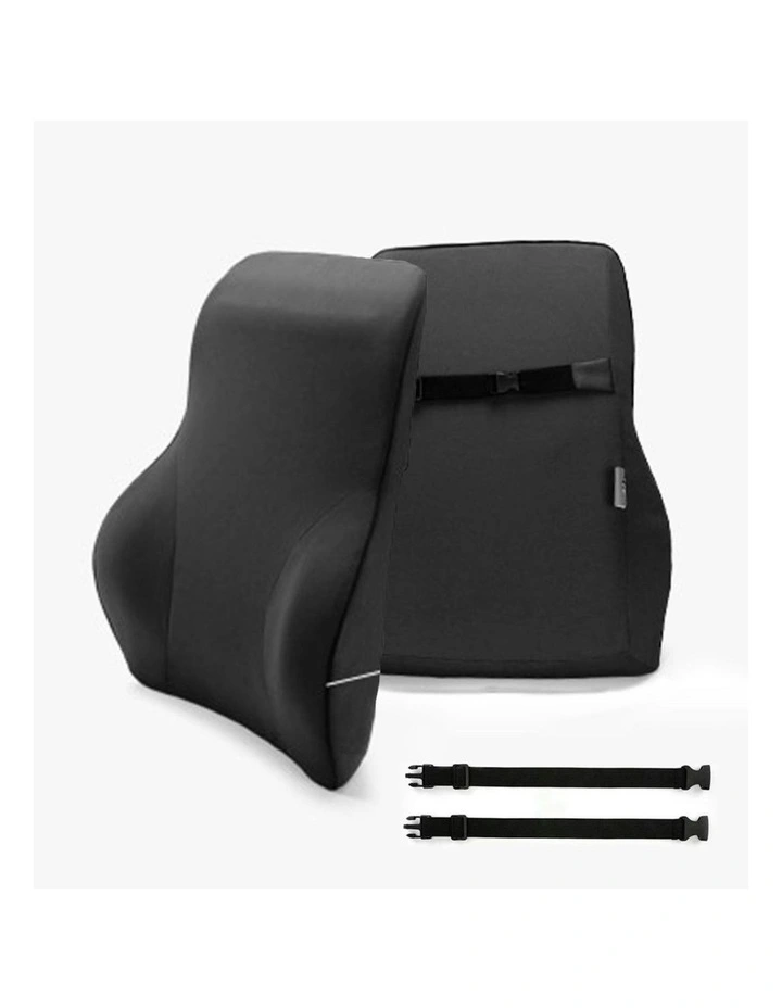 Memory Foam Lumbar Back Support Pillow Cushion in Black
