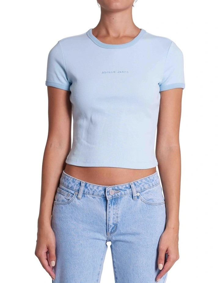 90S Ringer Tee in Pale Blue
