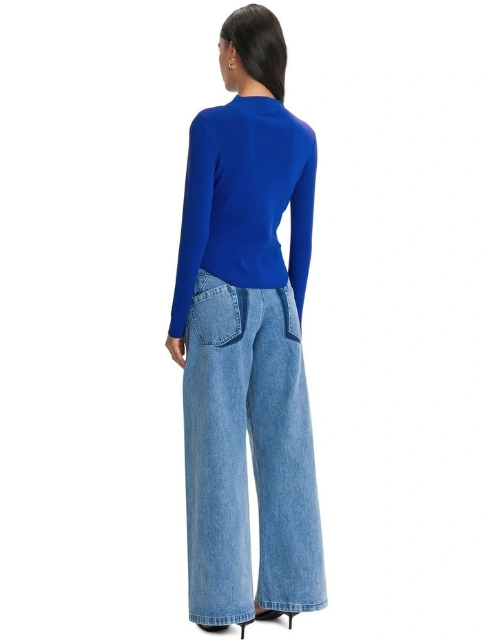 Corset Hem Knit in Bright Blue