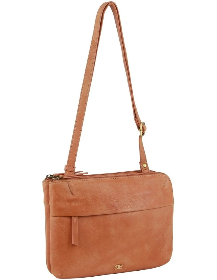 Leather Cross-Body Bag in Apricot