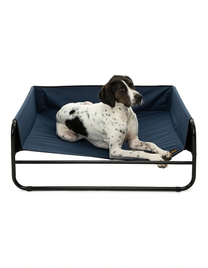 High Walled Outdoor Trampoline Dog Bed in Blue