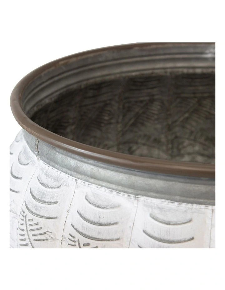Round French Flower Pot Planter Set of 3 in Silver