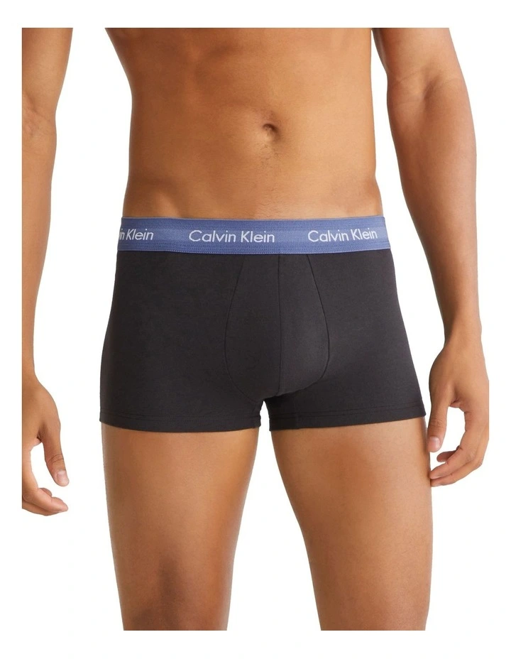 Cotton Stretch Low Rise Trunks 7 Pack in Black