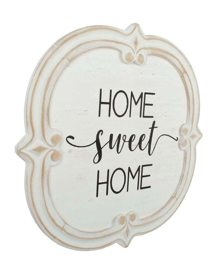 Home Sweet Home Sign Wall Art in Distressed White