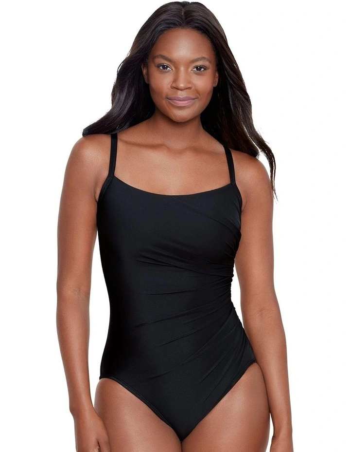 Rock Solid Starr Underwired One Piece Shaping Swimsuit in Black