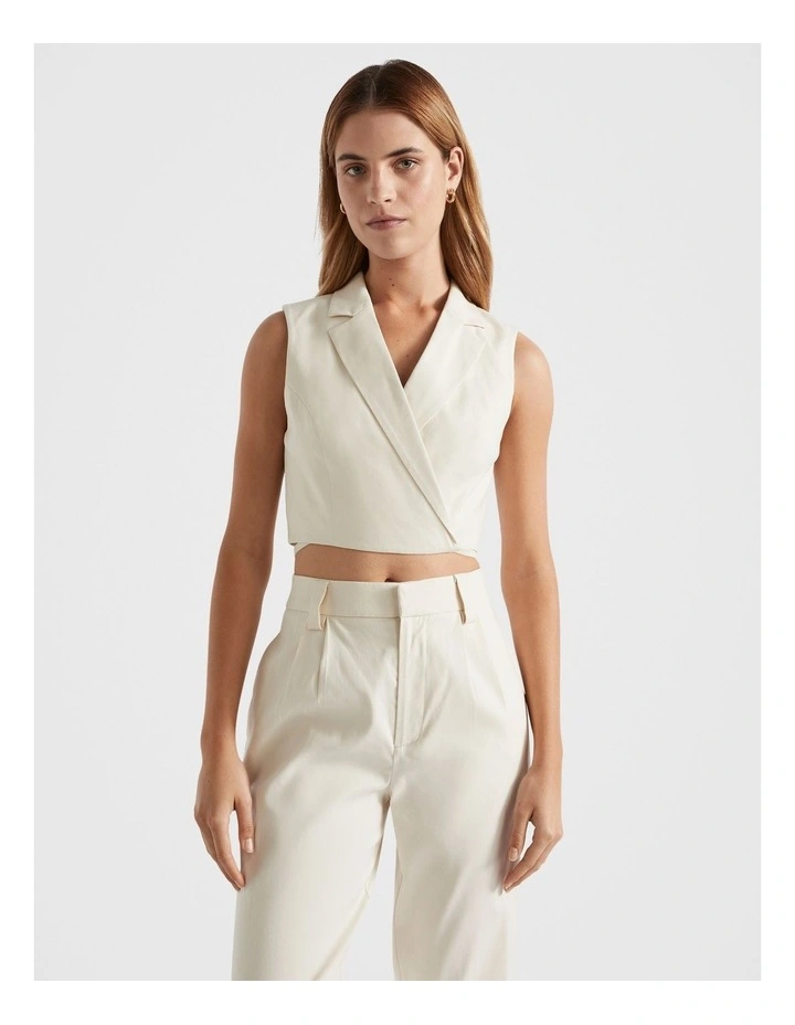 Wrap Tie Waist Vest in Grey