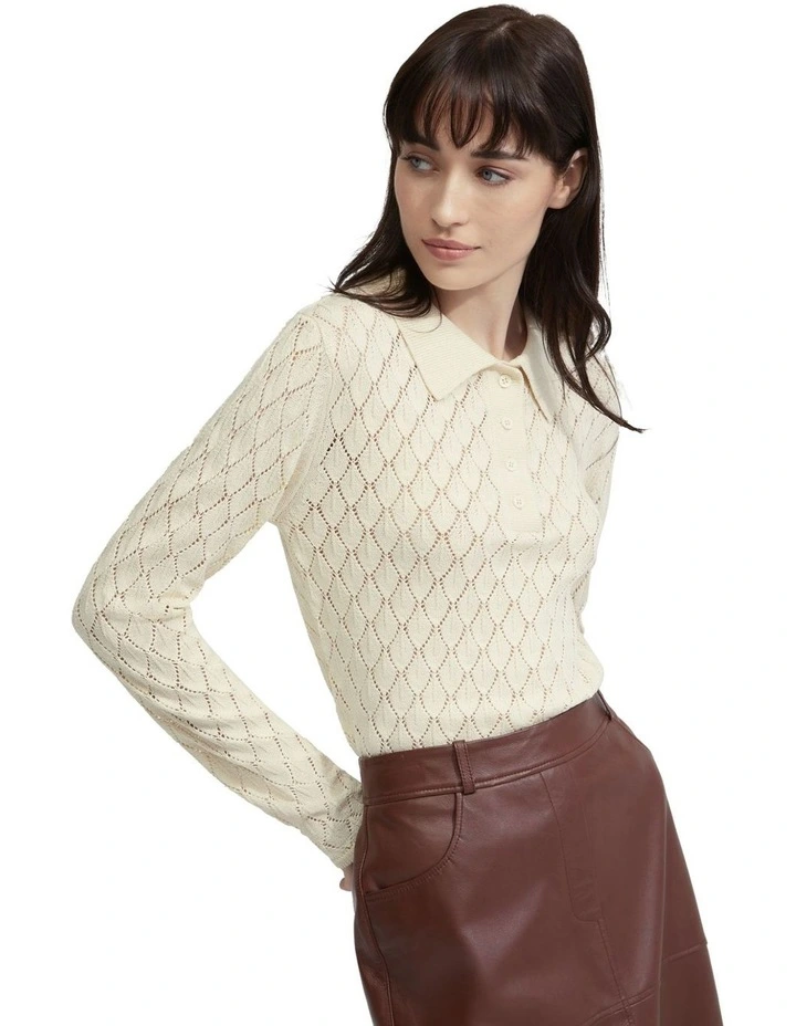 Hana Polo Neck Knit in Ecru