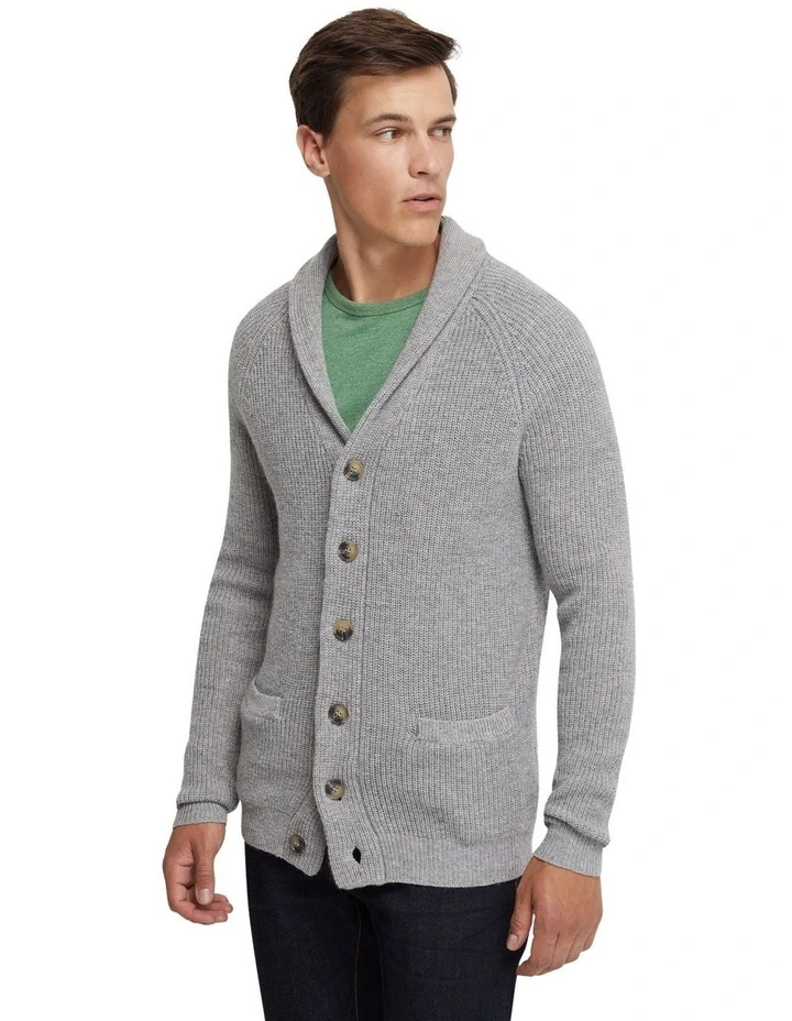 Oscar Wool Rich Knitted Cardigan in Silver