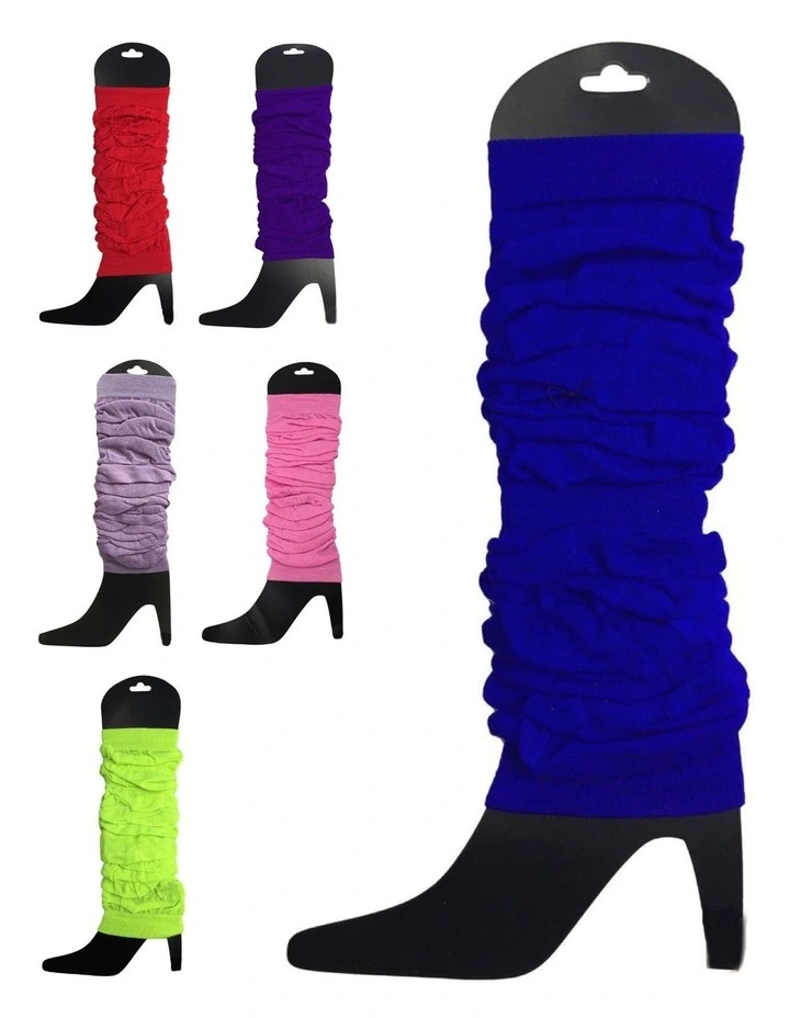 6x Knitted Leg Warmers in Assorted Colours