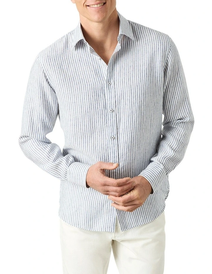 Bradfield Stripe Shirt in Navy White